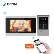 Bcom high end support tuya app 3 apartments building touch screen video intercom poe ip tuya doorphone system